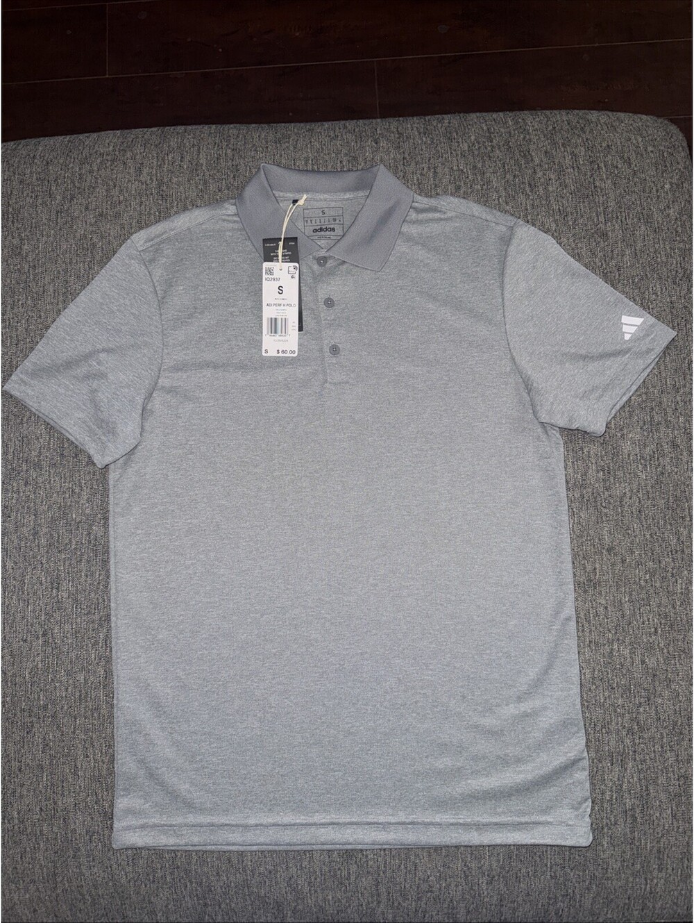 Adidas Golf Men’s Small Heathered Polo Shirt Grey Three IQ2937 New